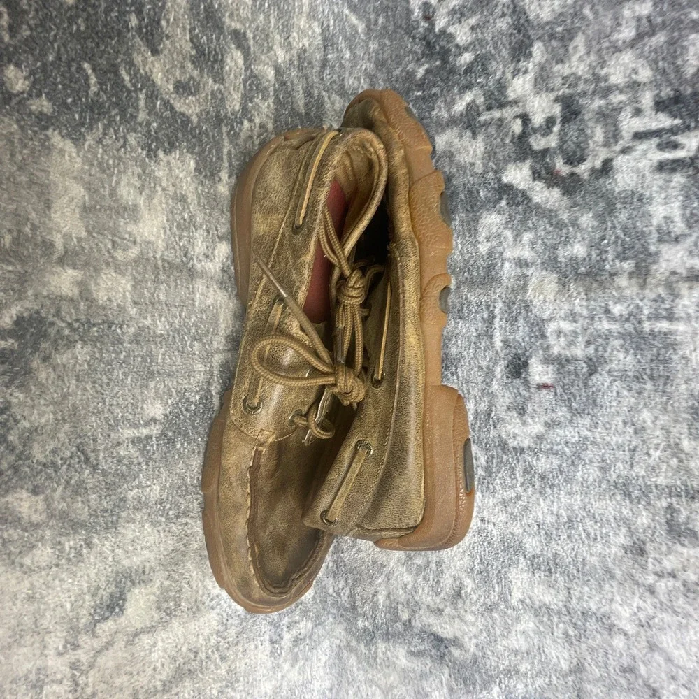 Twisted X Mens 4 Boat Shoe Driving Moc Brownish Tan Leather